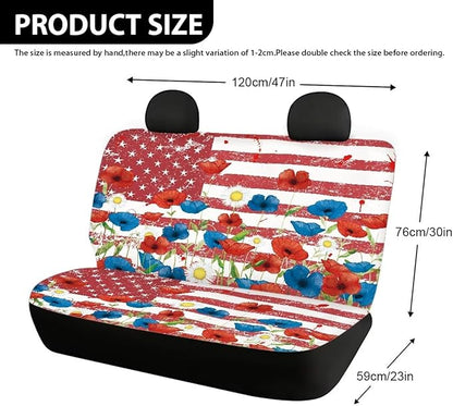 AFPANQZ Flowers USA Flag Back Seat Cover Non-Slip