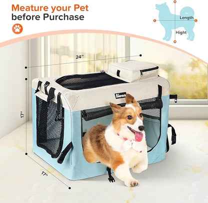 Large Cat Carrier 24"x17"x17" 2 Bowls,