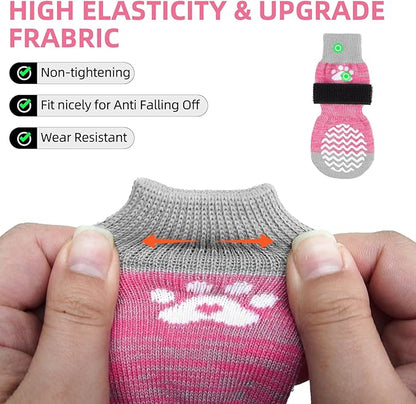 PUPTECK Anti Slip Dog Socks 2 Pairs with Double Grippers for Hardwood Floors