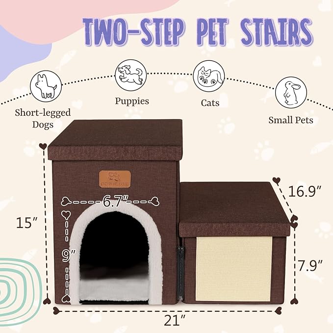 downluxe Dog Stairs for Small Dogs (2-Step Pet