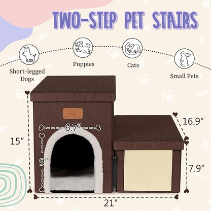 downluxe Dog Stairs for Small Dogs (2-Step Pet