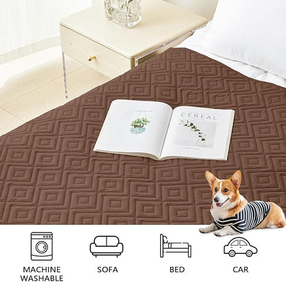 hyha Waterproof Dog Blanket, Soft Dog Bed Cover Pet Blankets, Waterproof Sofa Couch Cover for Dogs Washable, Reversible Pet Couch Covers for Sofa Furniture (68x82 Inch, Brown/Chocolate)