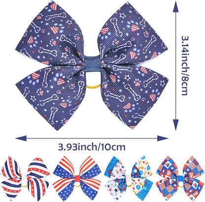 24PCS 4th of July Big Dog Hair Bows