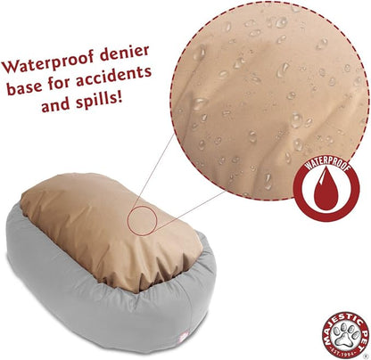 Majestic Pet 24 Inch Suede Calming Dog Bed Washable – Cozy Soft Round Dog Bed with Spine Support for Dogs to Rest their Head 24x19x7 (Inch)