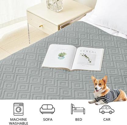 hyha Waterproof Dog Blanket, Soft Dog Bed Cover Pet Blankets, Waterproof Sofa Couch Cover for Dogs Washable, Reversible Pet Couch Covers for Sofa Furniture (52x82 Inch, Grey/Light Grey)