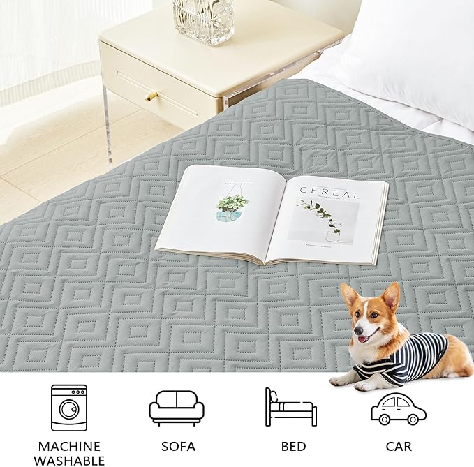 hyha Waterproof Dog Blanket, Soft Dog Bed Cover Pet Blankets, Waterproof Sofa Couch Cover for Dogs Washable, Reversible Pet Couch Covers for Sofa Furniture (30x53 Inch, Grey/Light Grey)