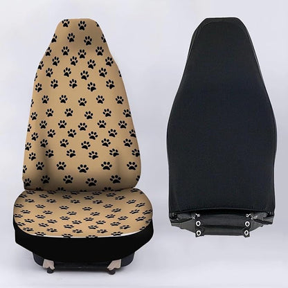 Brown Dog Paw Printed Car Seat Cover only for Front