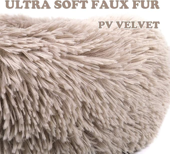 otoez Round Donut Dog Bed for Large Dogs (39.3", Taupe)