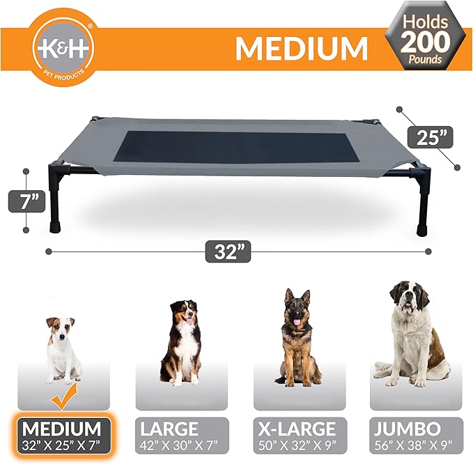 K&H Pet Products Cooling Elevated Raised Bed with Washable Breathable Mesh