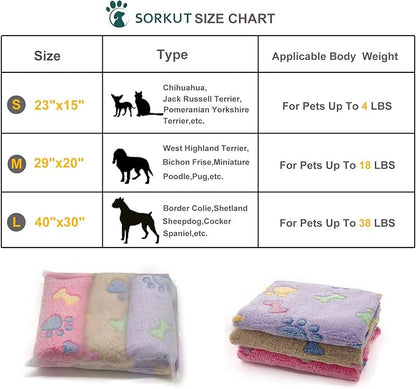 1 Pack 3 Puppy Blankets Super Soft Warm Sleep Mat Bone Print Cute Blanket Fluffy Premium Fleece Pet Blanket Flannel Throw Dog Blankets for Small Dogs Puppy Cat,Small(23"x15")