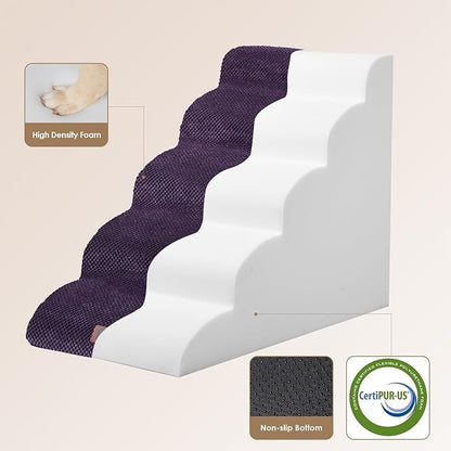 EHEYCIGA Curved Dog Stairs for High Beds 22.6" H 5-Step Dog