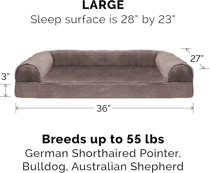 Furhaven Orthopedic Dog Bed for Large/Medium Dogs w/ Removable Bolsters & Washable Cover 55 lbs