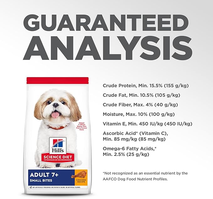 Hill's Science Diet Adult 7+, Senior Adult 7+ Premium Nutrition, Small Kibble, Dry Dog Food, Chicken, Brown Rice, & Barley, 15 lb Bag