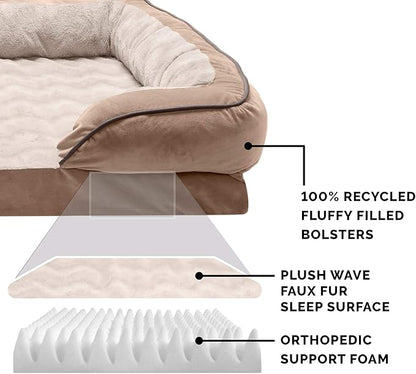 Furhaven Orthopedic Dog Bed for Large/Medium Dogs w/ Removable Bolsters & Washable Cover 55 lbs