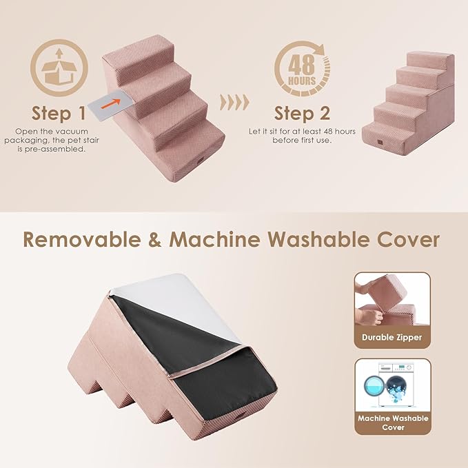 EHEYCIGA Dog Stairs for High Bed 22.5”H 5-Step Dog
