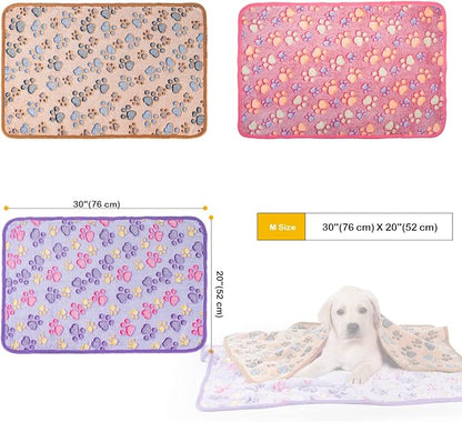 Dono 1 Pack 3 Dog Blankets, Soft Fluffy Fleece Pet Blanket Warm Sleep Mat Paw Print Design Puppy Kitten Throw Blanket Doggy Mat, Blanket for Dogs