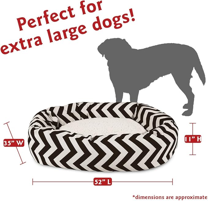 52 inch Black Chevron Sherpa Bagel Dog Bed