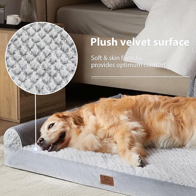 WNPETHOME Dog Beds for Medium Large Dogs, Orthopedic Sofa Mat Pillow with Removable Waterproof Cover, Egg-Foam Crate Bed