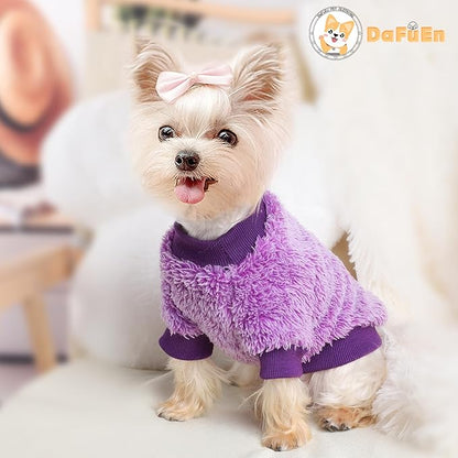 Dog Sweaters for Small Dogs Girl Boy Winter Puppy Sweater Clothes Fleece Warm Pet Outfit for Chihuahua Yorkie Teacup Cute Plain Cold Weather Dog Coat Cat Apparel Clothing (Medium