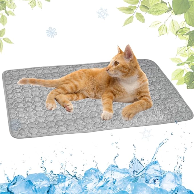 Dog Cooling Mat Washable Seats(Grey,11x15in)