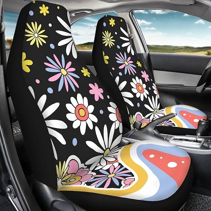 UNICEU Hippie Flower Car Seat Covers Universal 2