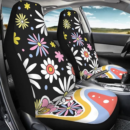 UNICEU Hippie Flower Car Seat Covers Universal 2