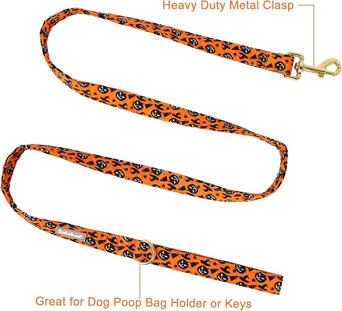 Halloween Dog Leash Durable Handmade Black Evil Pumpkin 120cm