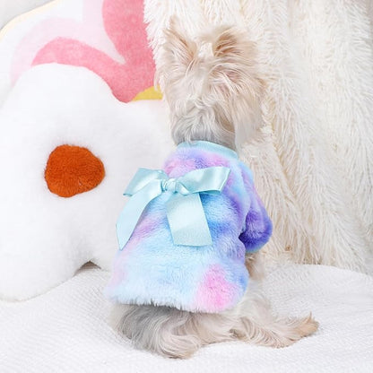 Dog Winter Clothes Fleece Warm Dog Sweaters for Medium Dogs Girl Boy Cold Weather Dog Coat Tie Dye Doggy Shirt Outfit Fall Cat Apparel Clothing (XX-Small 2)