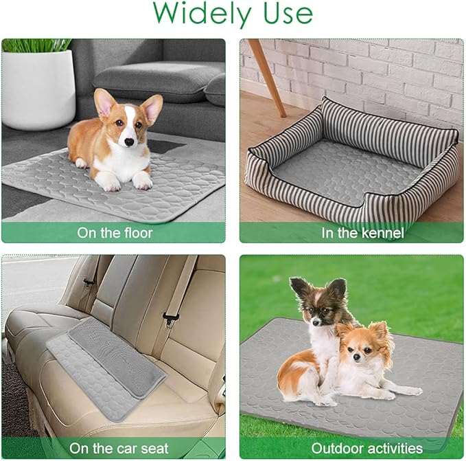 VeMee Cooling Mat Pad for Dogs Cats Ice Silk Mat Cooling Blanket Cushion for Kennel/Sofa/Bed/Floor/Car Seats Cooling (L: 28 x 22 inches