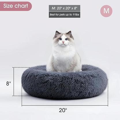 WESTERN HOME WH Calming Dog & Cat Bed, Anti-Anxiety Donut Cuddler Warming Cozy Soft Round Bed, Fluffy Faux Fur Plush Cushion Bed for Small Medium Dogs and Cats (20"/24"/27"/30")