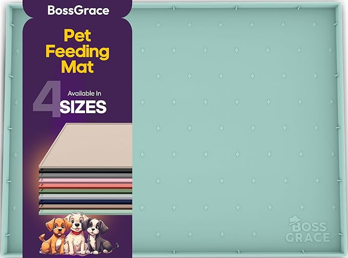 32x24x1” XL Dog Food Mat - All Purpose Silicone Pet Food Mat, Cat Litter Mat, Under Sink Mat - Raised Edges Dog Mat for Food and Water Prevent Spill, Waterproof Cat Food Mat Protect Floors