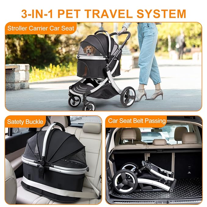 Pet Stroller for middle dogs zipperless with cat