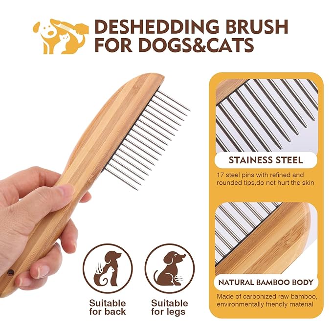 Dog Grooming Brush Kit,Deshedding Dog Brush for Shedding Short Hair Dogs with Pet Nail Clipper and File, Two Sided Pet Brushes for Dogs Removing Dirt & Loose Hair(7PCS) RAINBOW