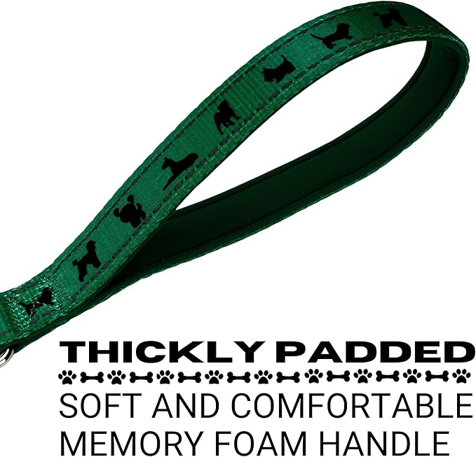 EcoBark Dog Leash - 4 FT / 5 FT / 6 FT Reflective Dog Leash- Eco-Bright Dog Leashes with Padded Handle - Strong Heavy Duty Dog Leash - Nylon Dog Leash for Small & Medium Dogs (Forest Green Dog Leash)