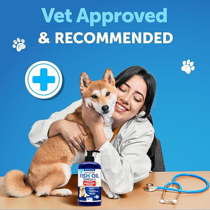 Omega 3 Fish Oil for Dogs - Better Than Salmon Oil for Dogs - Dog Fish Oil - Fish Oil Liquid for Pets EPA DHA - Skin and Coat Food Supplement for Dogs - Allergy, Itch, Shedding, Dry Skin, Joints