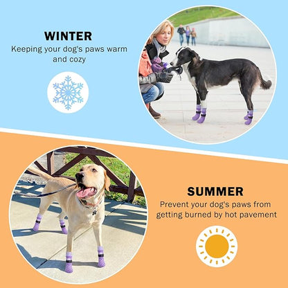 SCENEREAL Dog Socks to Prevent Licking Paws for Hot Pavement, Anti Slip Long Dog Grip Socks for Hardwood Floors, Dog Shoes Booties&Paw Protector for Small Medium Large Senior Dog, Pet Socks for Wounds