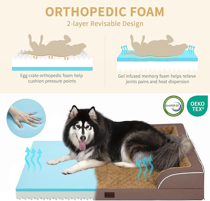 Memory Foam XXL Dog Bed with Bolsters