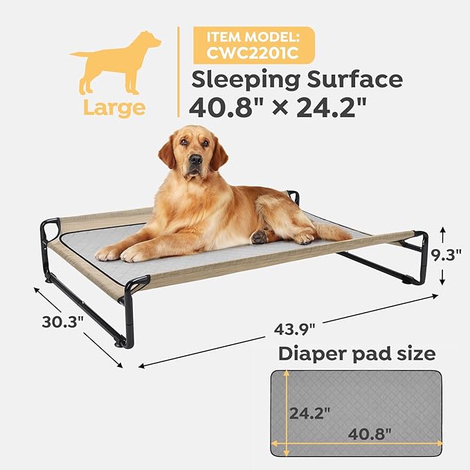Veehoo Elevated Dog Bed with Washable Dog Pee Pads 100% Waterproof CWC2201CCP