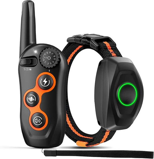 Dog Training Collar, 100% Waterproof Dog Shock Collar with Remote Range 1300ft, 3 Training Modes, Beep, Shock, Vibration, Rechargeable Electric Shock Collar for Small Medium Large Dogs