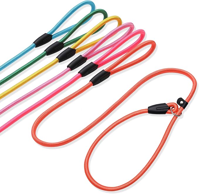 6pcs Slip Lead Dog Leash for Dogs no Pull 5FTStrong Rope Dogs(6 Colors)