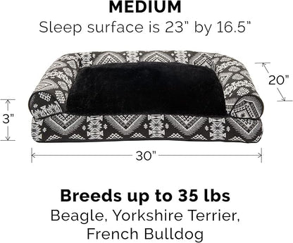 Furhaven Pillow Dog Bed for Medium/Small Dogs w/ Removable Bolsters & Washable Cover