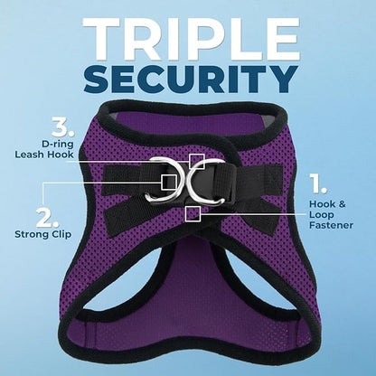 Voyager Step-in Air Dog Harness - All Weather Mesh Step in Vest Harness for Small and Medium Dogs and Cats by Best Pet Supplies - Harness (Purple/Black Trim), L (Chest: 18-20.5")