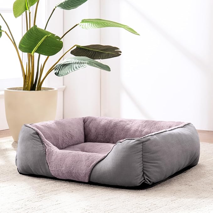 MIXJOY Washable Pet Beds for Dogs and Cats (20x19in, Grey)