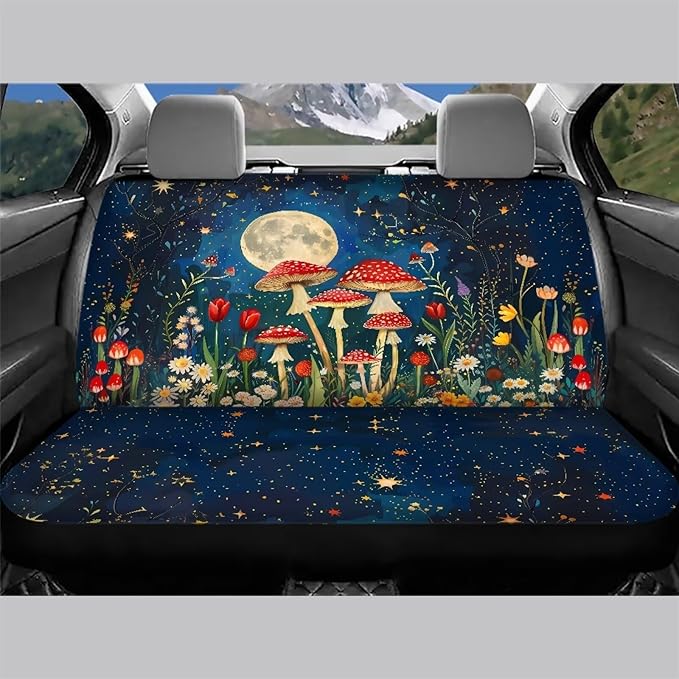 AFPANQZ Moon Mushroom Car Rear Seat Covers Set