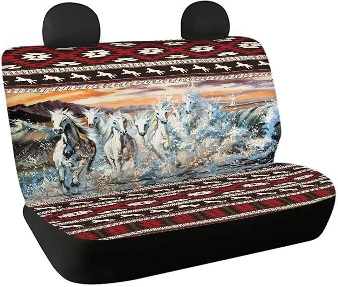 Doojoayie Aztec Horse Rear Seat Cover for Cars
