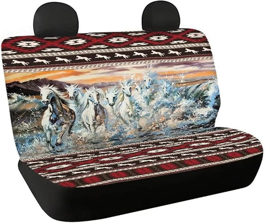 Doojoayie Aztec Horse Rear Seat Cover for Cars