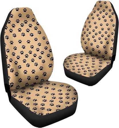 Brown Dog Paw Printed Car Seat Cover only for Front