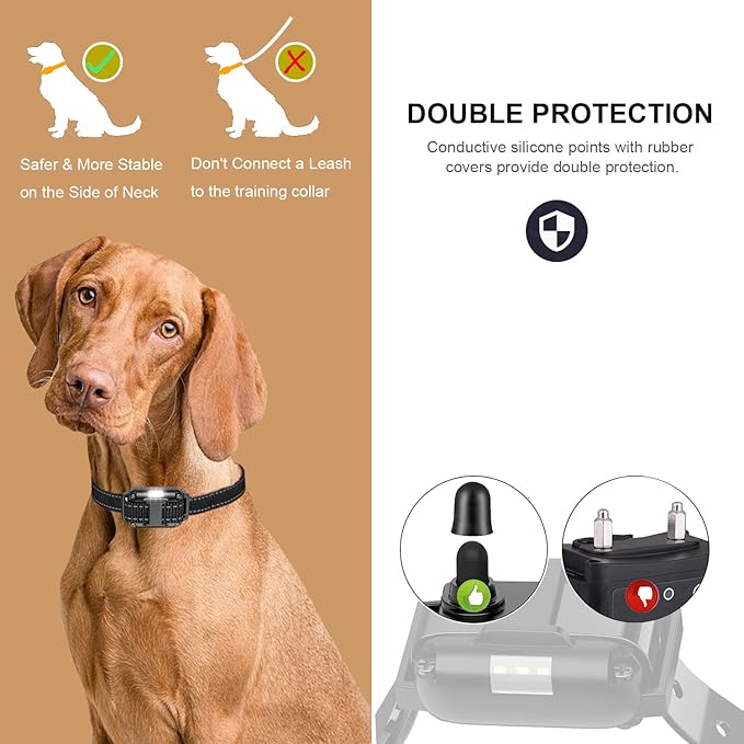 Dog Shock Collar with Remote 1640FT IP67 Waterproof 2 Dogs