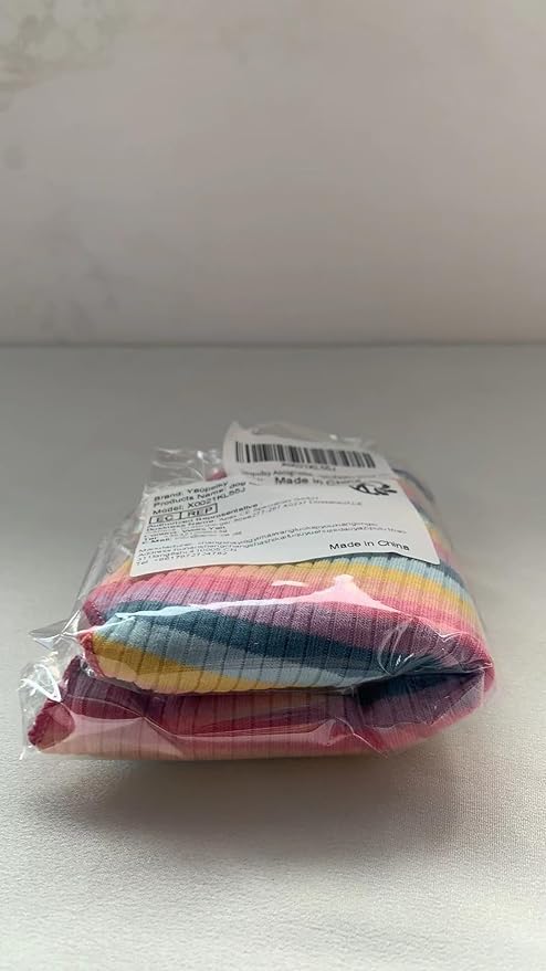 Small Medium Dog Clothes Rainbow Striped Dog Shirts Stretchable Long Sleeve Cat T-Shirt Pet Outfits for Chihuahua Yorkie Teddy (Pink Edge