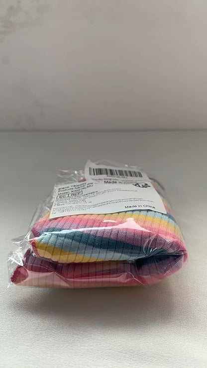 Small Medium Dog Clothes Rainbow Striped Dog Shirts Stretchable Long Sleeve Cat T-Shirt Pet Outfits for Chihuahua Yorkie Teddy (Pink Edge